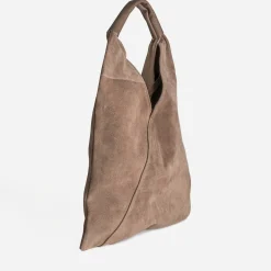 Sac hobo TEXTO taupe cuir velours