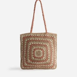 Sac TEXTO beige, écru et terracotta tressé
