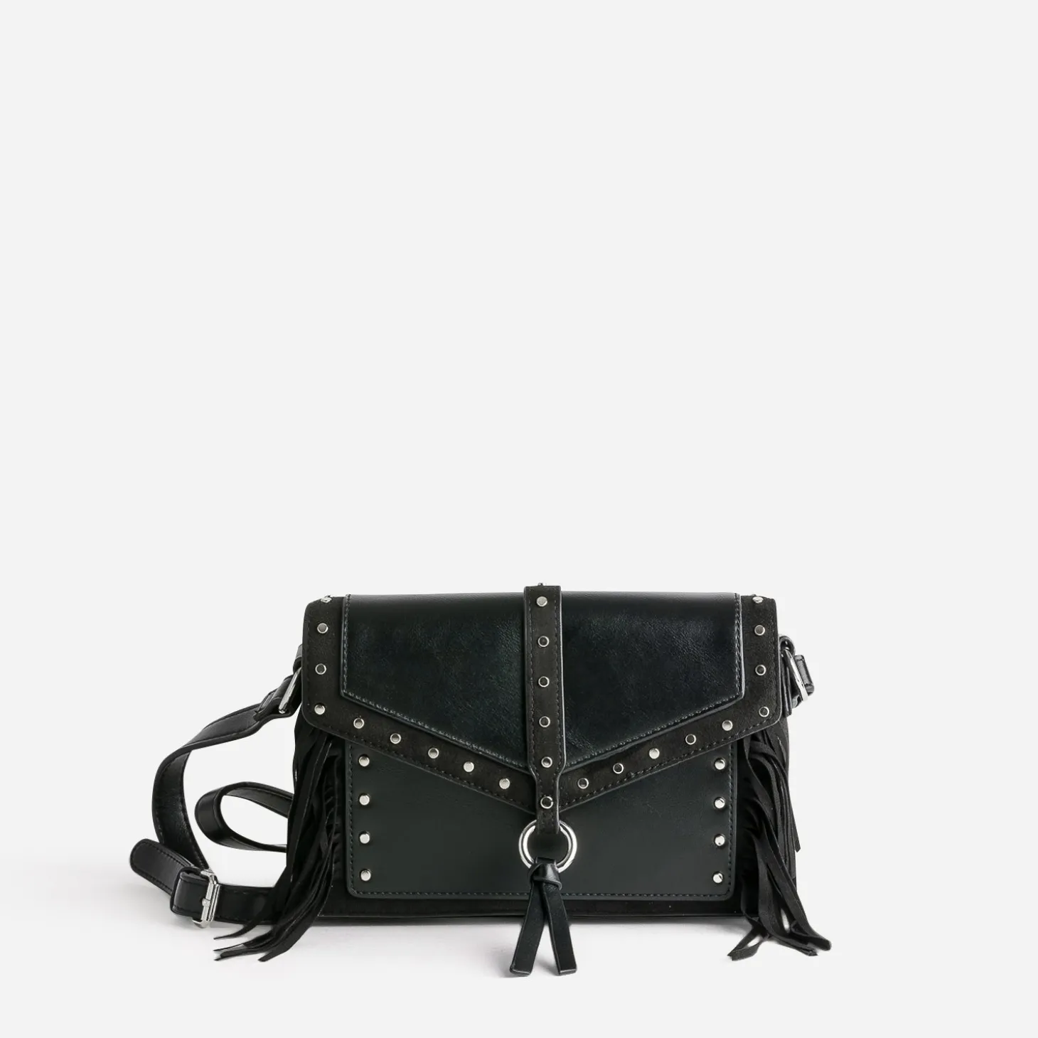 Sac TEXTO noir à clous et franges