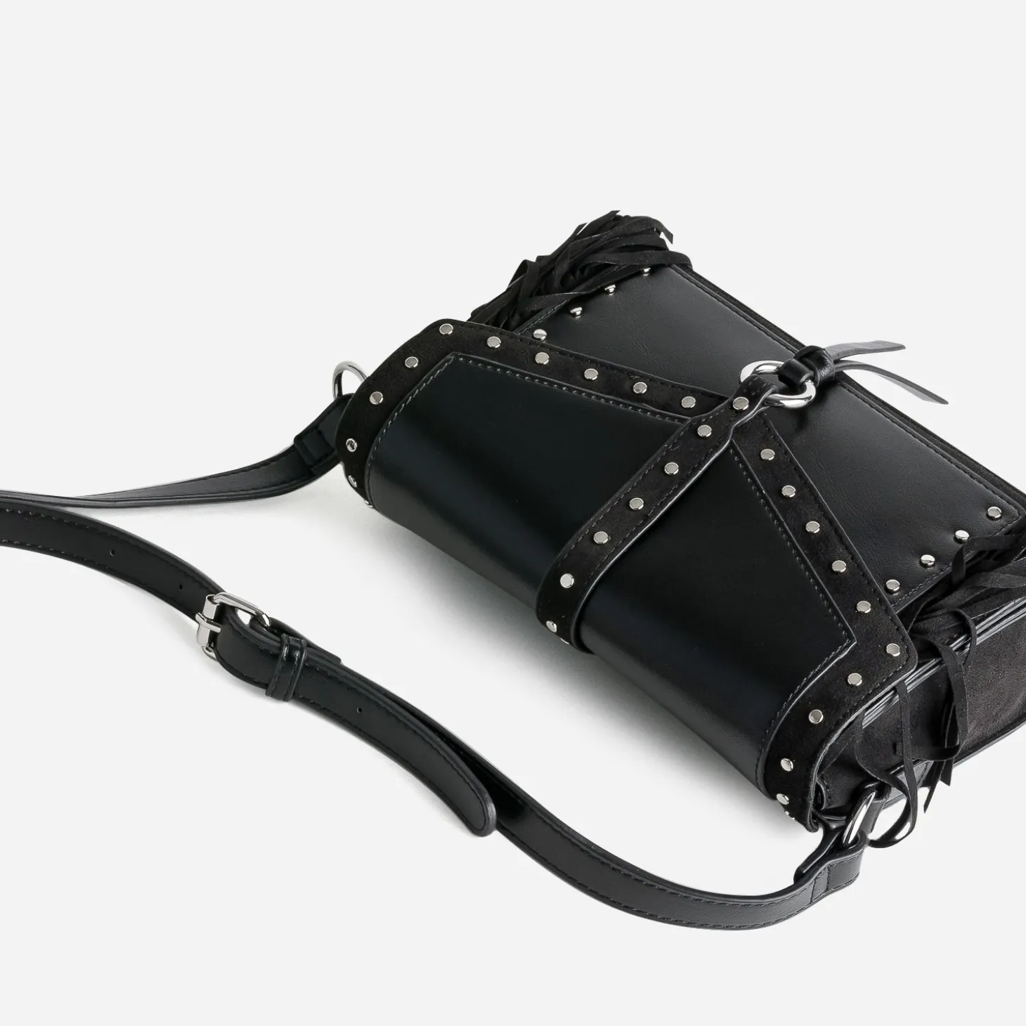 Sac TEXTO noir à clous et franges