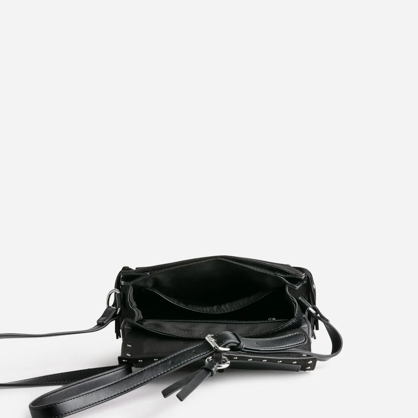 Sac TEXTO noir à clous et franges