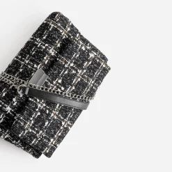 Sac TEXTO noir textile façon tweed à carreaux