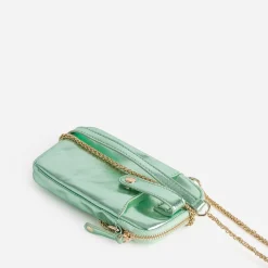 Sac vert métallisé pour téléphone portable
