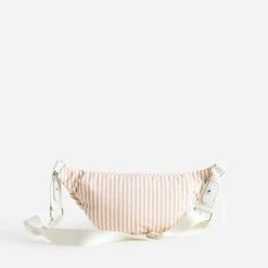 Sac-banane rose corail toile motif rayures