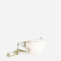Sac-banane rose corail toile motif rayures