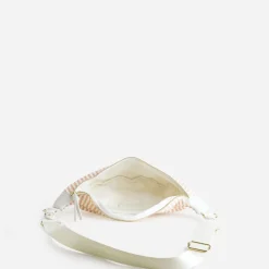 Sac-banane rose corail toile motif rayures