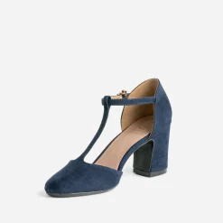 Salomé marine suédée éco-conçu à talon