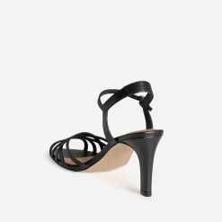Sandale à talon noire cuir