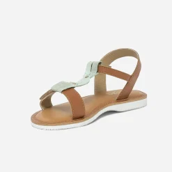 Sandale 3 en 1 camel en cuir à bride amovible