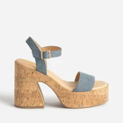Sandale à plateforme TEXTO en jean bleu