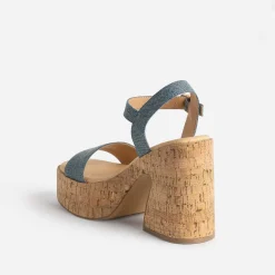 Sandale à plateforme TEXTO en jean bleu