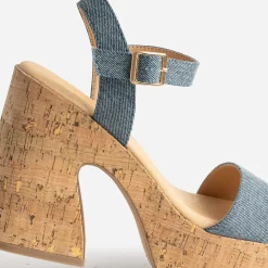 Sandale à plateforme TEXTO en jean bleu