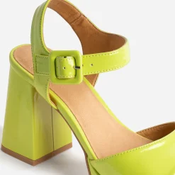 Sandale à plateforme TEXTO vert anis verni