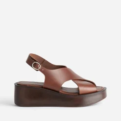 Sandale à plateforme TEXTO camel cuir