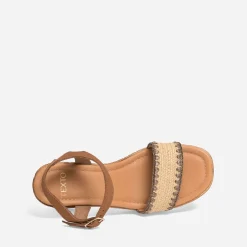 Sandale à talon TEXTO marron clair cuir velours