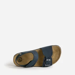 Sandale anatomique en cuir bleu marine