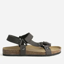 Sandale anatomique marron cuir à scratchs