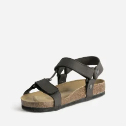 Sandale anatomique marron cuir à scratchs