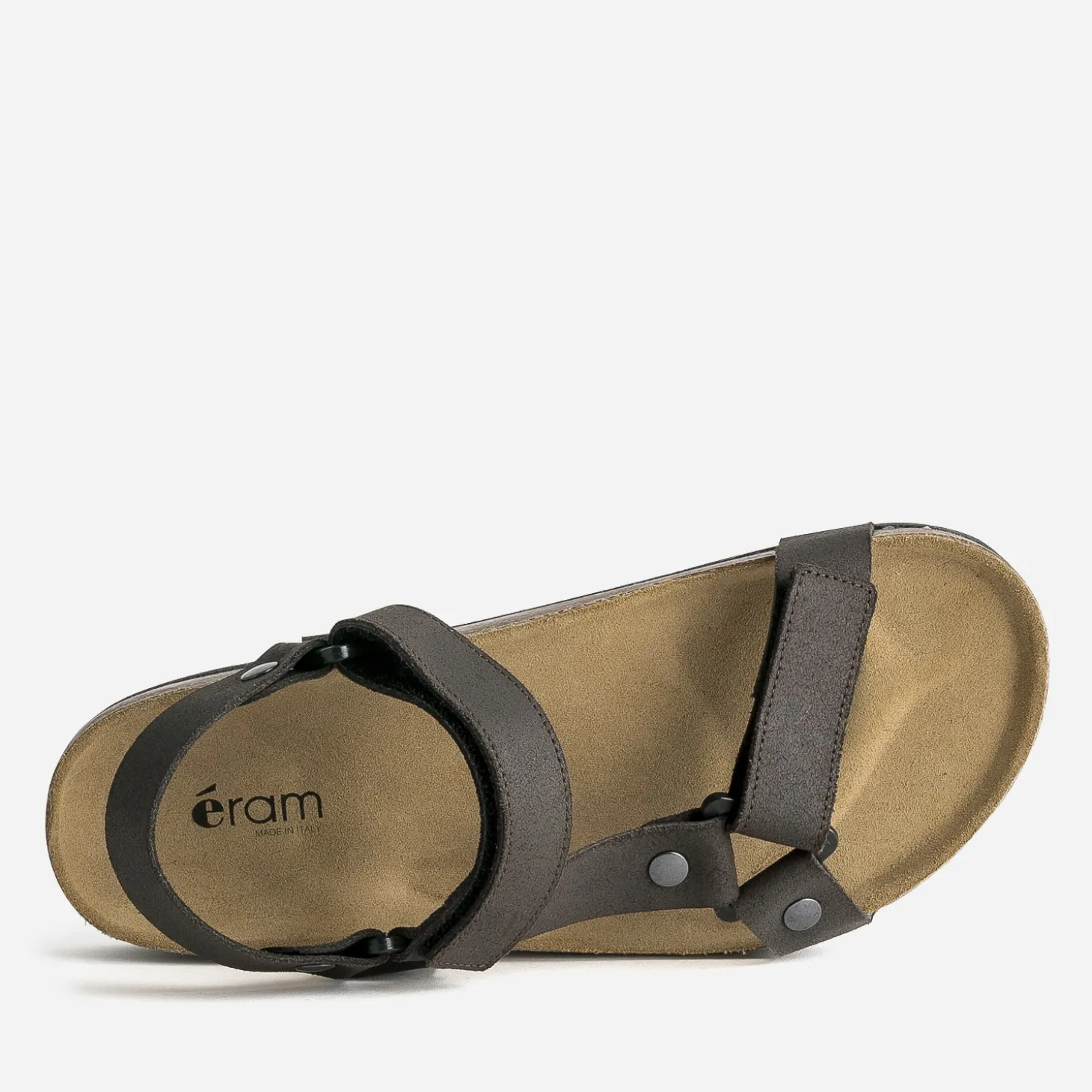 Sandale anatomique marron cuir à scratchs