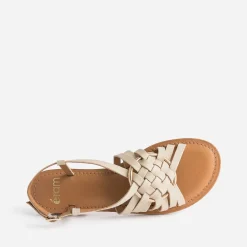 Sandale beige cuir avec anneau