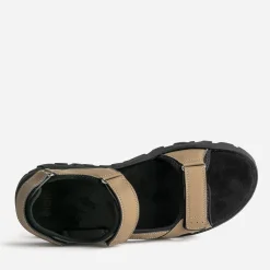 Sandale beige foncé à scratchs