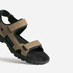 Sandale beige foncé à scratchs