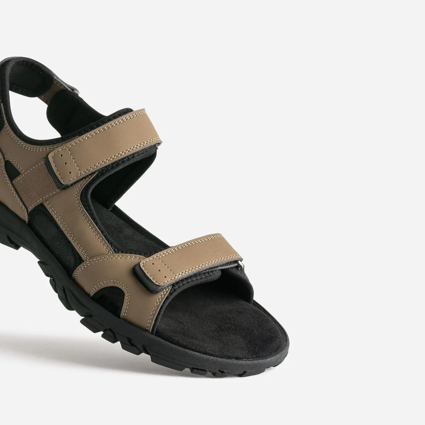 Sandale beige foncé à scratchs