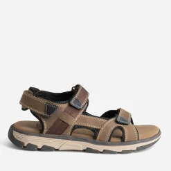 Sandale beige foncé cuir à scratchs