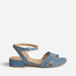 Sandale bleu cuir velours