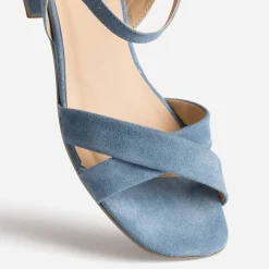 Sandale bleu cuir velours