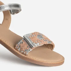 Sandale BUGGY argentée cuir détail tressage