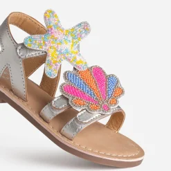 Sandale BUGGY argentée cuir patchs amovibles