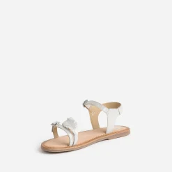 Sandale BUGGY argentée en cuir velours avec plumes