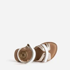 Sandale BUGGY blanche et dorée en cuir