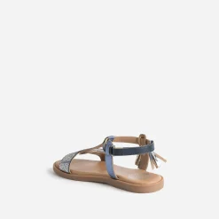 Sandale BUGGY bleu métallisé en cuir