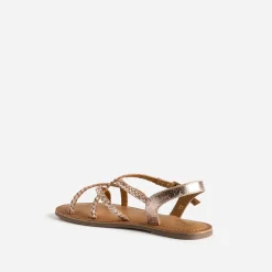 Sandale BUGGY cuivrée en cuir tressé