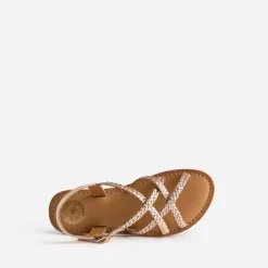Sandale BUGGY cuivrée en cuir tressé