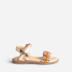 Sandale BUGGY dorée cuir bride tricolore