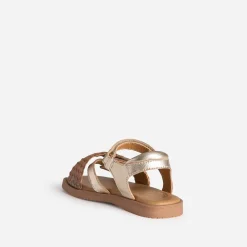 Sandale BUGGY dorée cuir bride tressée