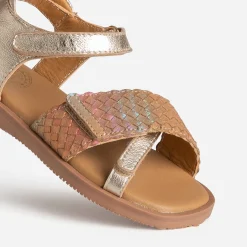Sandale BUGGY dorée cuir bride tressée