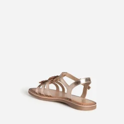Sandale BUGGY dorée cuir détails fleurs