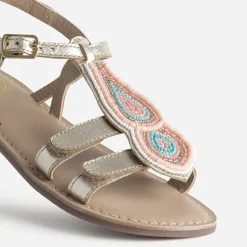 Sandale BUGGY dorée cuir décor amovible