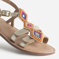 Sandale BUGGY dorée cuir décor amovible