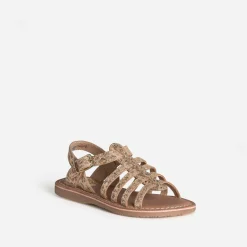 Sandale BUGGY dorée cuir effet léopard