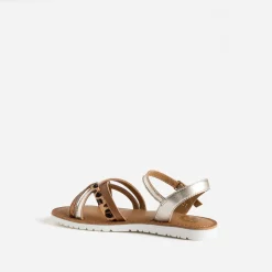 Sandale BUGGY dorée cuir et motif léopard