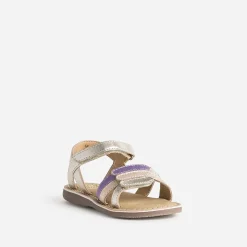 Sandale BUGGY dorée en cuir à scratchs