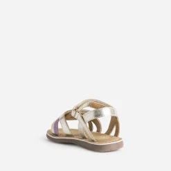 Sandale BUGGY dorée en cuir à scratchs