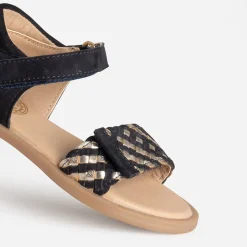 Sandale BUGGY marine cuir tressé