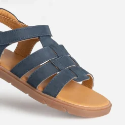 Sandale BUGGY marine cuir à scratch