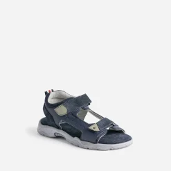 Sandale BUGGY marine en cuir à scratchs